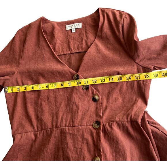 Hayden Women Size Medium V-Neck Shift Dress Button Prairie Cottagecore Boho - Picture 6 of 14